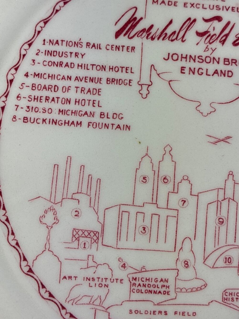 Vintage Marshall Field & Company Chicago souvenir plate by Johnson Bros. England - Picture 10 of 13
